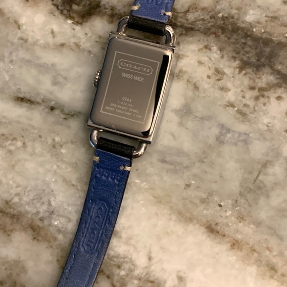 Sleek Coach Watch with slim rectangle face framed in shiny black enamel. UEC - Picture 6 of 7